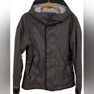 Burton Womens Dry Ride Jet Set Hooded Jacket Sz L Black Texture Snowboar…
